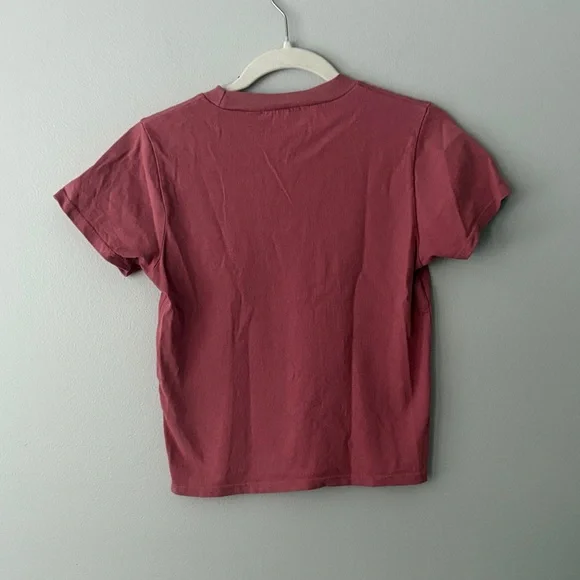 Brandy Melville Butterfly Embroidered Mauve/Pink Cropped T-Shirt - Picture 4 of 6